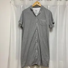 マタニティ 半袖前開きパジャマ グレー M-L