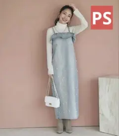 新品★　ラブティックボンボン　パール付きデニムキャミワンピース　PS