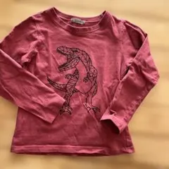 恐竜プリント 赤 長袖Tシャツ130cm