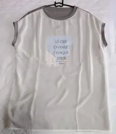 新品★シフォン重ねロゴプリント半袖Tシャツチュニック