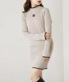 a944 Chico/チコ　リブニット長袖ミニワンピース