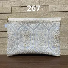 ハンドメイド☆かなり大きいタッセル付きフラットポーチ