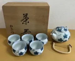 有田焼 雅峯 染付急須 湯呑み 5客セット 茶器揃 煎茶道具 和食器