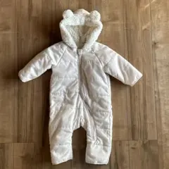ホワイト クマ耳付きロンパース