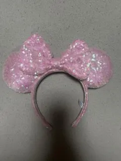 ディズニーリゾート ミニーマウス カチューシャ ピンク スパンコール