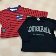 ブランシェス　ストライプ　英字ロゴ カットソー　長袖　ロンT