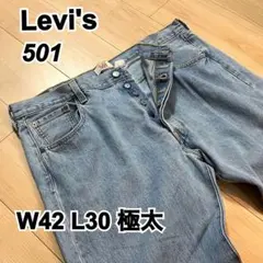 【極太】Levi's 501 ストレートデニム W42 L30 ライトブルー