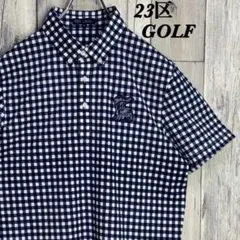 23区GOLF ポロシャツ　半袖　ボタンダウン　チェック柄　LL