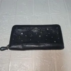 COACH 長財布 ブラック スタッズ 星 ハート