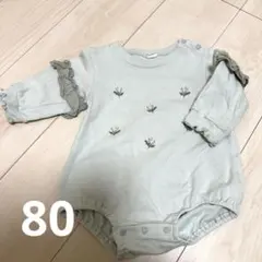 Cottoli バースデイ 長袖 ロンパース 80 グリーン