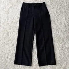 ZARA BASIC　ボーダーセミワイドパンツ　XS　ブラック　◆A1315