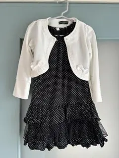 フォーマルドレス 黒 110cm 水玉リボンフリル