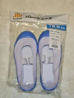 上履き　バレエシューズ 青 19.0cm　ビニール素材