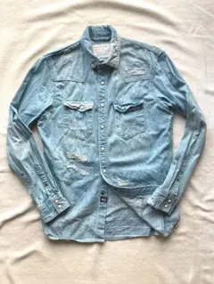 BAYFLOW ヴィンテージ加工　ウエスタン　デニムシャツ　インディゴ　3 美品