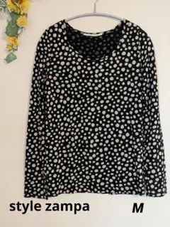 【美品】zampa ザンパ　長袖カットソー　黒　ドット柄 M