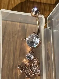 ボディピアス 14G 蝶 ピンクゴールド CZ 新品未使用**