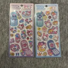 平成はっぴーフォン　ステッカー　シール　まじかるみゅーちゃん　フワフワらびちゃん