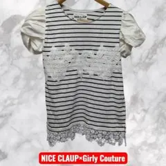NICE CLAUP×Girly Couture ボーダートップス M 刺繍のサムネイル