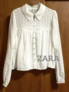 ZARA パンチング刺繍レース シャツブラウス