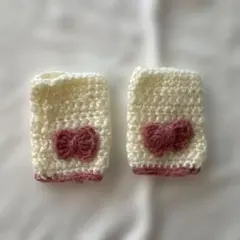 【ハンドメイド】手編みベビー手袋 クリーム色