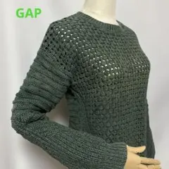 GAP/ダークグリーン 透かし編み ニットセーター