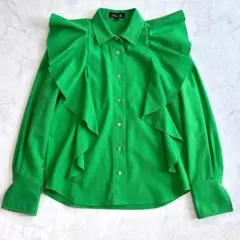 美品 エトロ ETRO イタリア製 シルク100% 長袖シャツ ライトグリーン