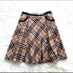 バーバリーブルーレーベル　ノバチェック　ベージュ　フリル　スカート　M