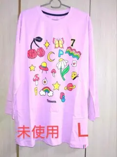 PERSONS　トップス　ロゴプリント長袖Tシャツ　カラフル　Ｌ　オーバーサイズ
