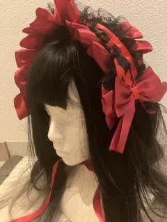 【即購入可】ゴスロリ・ロリータ ヘッドドレス 赤黒