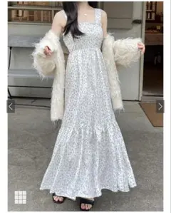 【GRL】花柄シャーリングティアードキャミワンピース[on227]