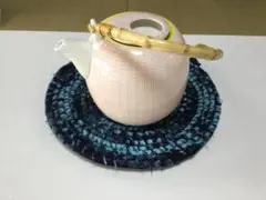 布製鍋敷き 青と黒のグラデーション 直径25cm