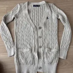 【美品】ポロ ラルフローレン ケーブルニット カーディガン グレー XS