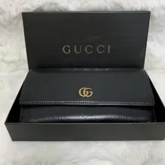 箱付✨ グッチ 長財布 フラップ マイクロシマ シマ GG レザー 黒