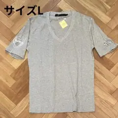 グレーVネックTシャツ Vネックカットソー Lサイズ 未使用