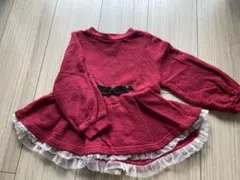 petit main 赤 チュニック プティマイン　100 トレーナー　フリル
