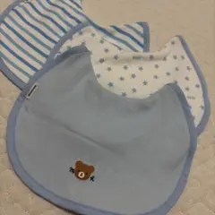 スタイ・よだれかけ 3枚セット 水色