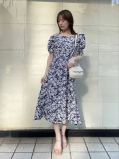 SNIDEL 2wayデザインプリントワンピース ブルー Sサイズ