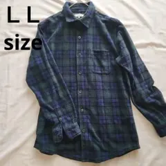 LLサイズ チェック柄 ネルシャツ