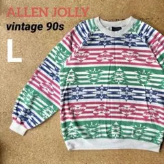 ビンテージ90s ALLEN JOLLY・クレイジーパターン幾何学模様スウェット
