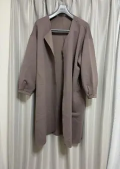 【3L／大きいサイズ】ブラウン　ノーカラーコート　羽織