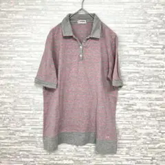 マックレガー ✨L グレー×ピンク ポロシャツ 綿100% メンズ　ストライプ