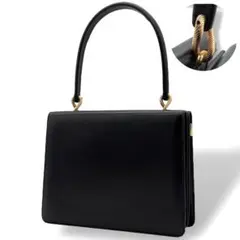 【美品】 モラビト ハンドバッグ カーフレザー ターンロック 自立 ブラック 黒 美品】 モラビト ハンドバッグ カーフレザー ターンロック 自立