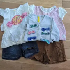 まとめ売り　90　夏服　Tシャツ　カーディガン　ショートパンツのサムネイル