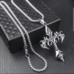 ヴィンテージアメリカン★クロスシルバーネックレス❗60センチ❗新品