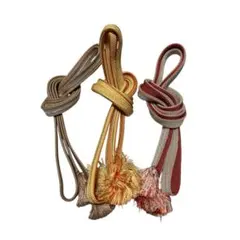 ナチュラル 帯締め 3本まとめて 大正ロマン 着物 浴衣 和装 小物 中古品