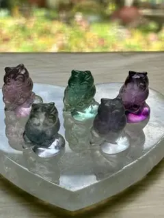 フローライト フクロウ 置物 セット