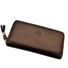 GUCCI バンブー　ブラウン　レザー 長財布