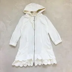 nn620 PEYTON PLACE 七分袖パーカー フリル レース フルジップ