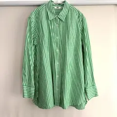 UNIQLO ユニクロ　ストライプ　シャツ　長袖　XL グリーン