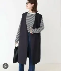 Spick & Span 二重折　ロングジレ　ネイビー